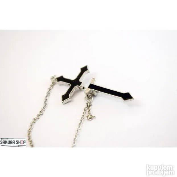 Goth Black Cross Minđuša V01 (N050)